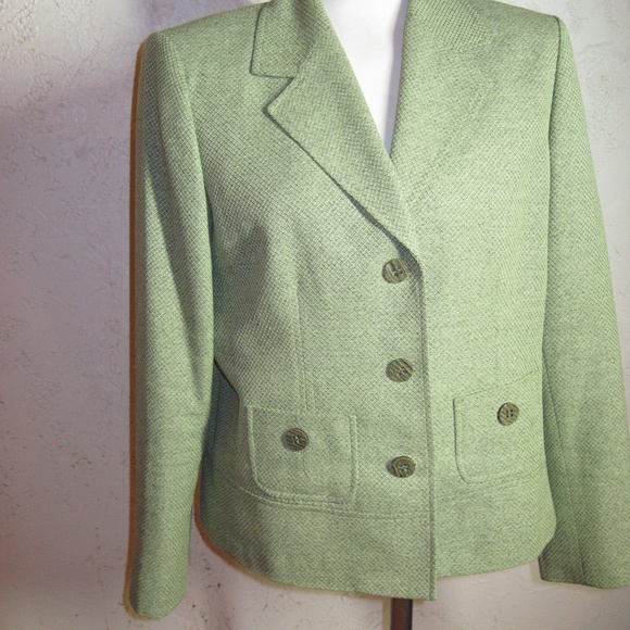 Le Suit Green Textured Blazer Size 14 - Picture 2 of 6